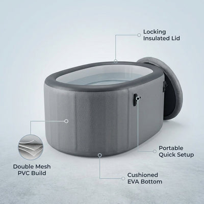 Inflatable Cold Plunge Tub Designed for Home Wellness, Insulated Lid, Double Mesh PVC, EVA Bottom