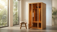 2 Person Extendable FAR Infrared Sauna for Home, Hemlock Wood Low EMF 6 Carbon Heaters Indoor Saunas with LED Lights, Bluetooth Speaker, Digital Control Panel, and Seating Bench — Lifestyle