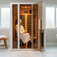 2 Person Extendable FAR Infrared Sauna for Home, Hemlock Wood Low EMF 6 Carbon Heaters Indoor Saunas with LED Lights, Bluetooth Speaker, Digital Control Panel, and Seating Bench — Lifestyle