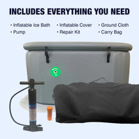 Inflatable Cold Plunge Tub Designed for Home Wellness, Insulated Lid, Double Mesh PVC, EVA Bottom