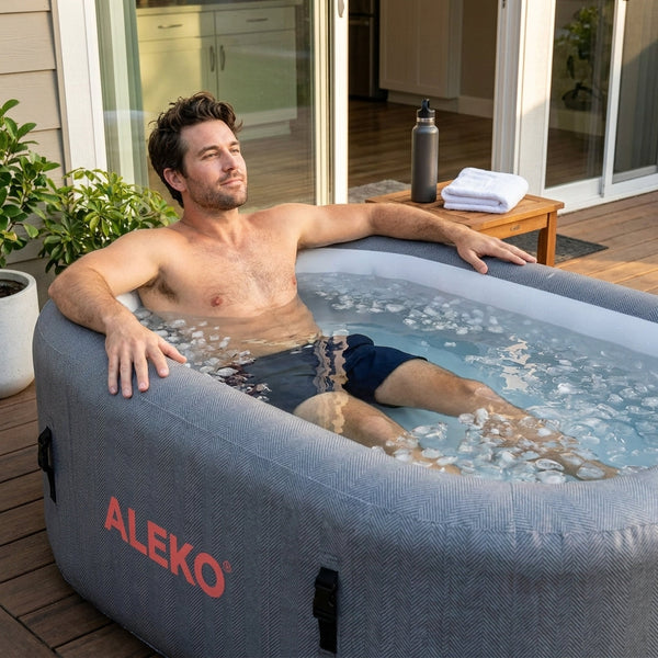Inflatable Cold Plunge Tub Designed for Home Wellness, Insulated Lid, Double Mesh PVC, EVA Bottom